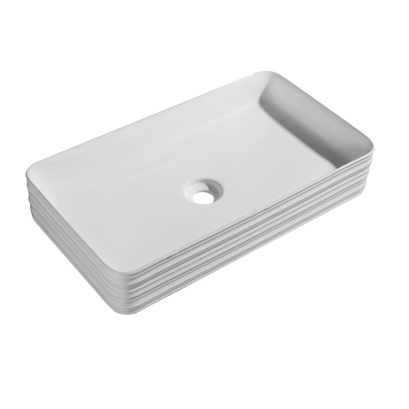 Lavabo de salle de bain rectangulaire en porcelaine vitreuse vio
