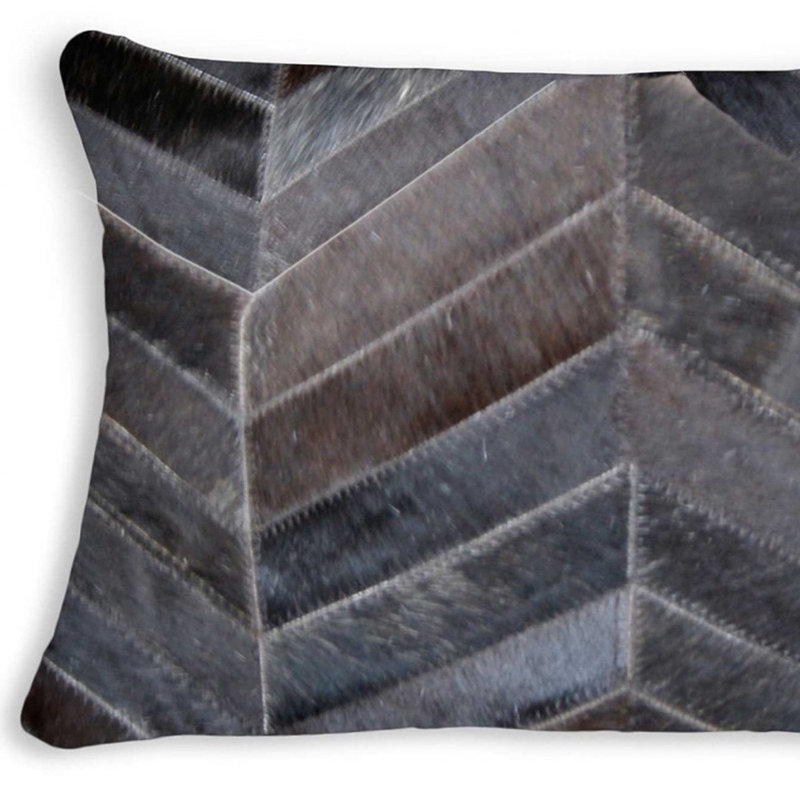 12" x 20" Chevron Cowhide Throw Pillow, Chocolate/Gray Chevron