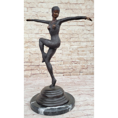 Tanylah Large Chiparus Woman Dancer Art Deco Genuine Bronze Sculpture Statue