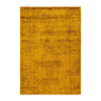 Tapis jaune unique de 3 pi 2 po x 4 pi 6 po Yazbeth