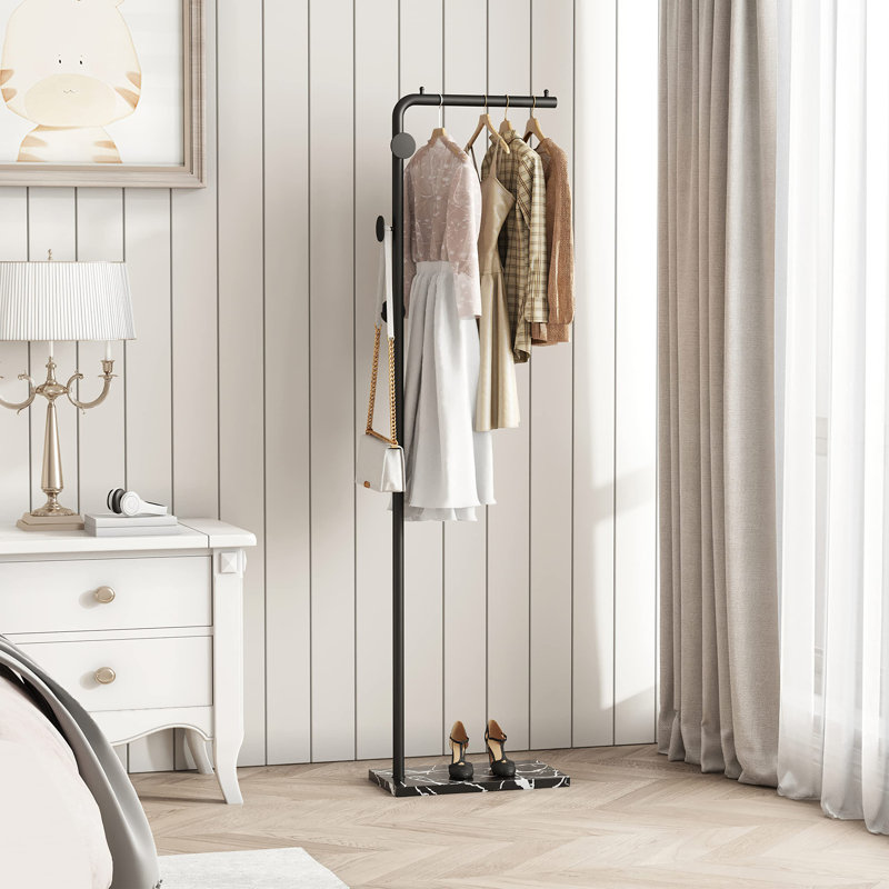 Metal Coat Rack Bracket Finish Stable Marble Base With High-End Hooks Freestanding Metal Tree Hats Easy To Assemble