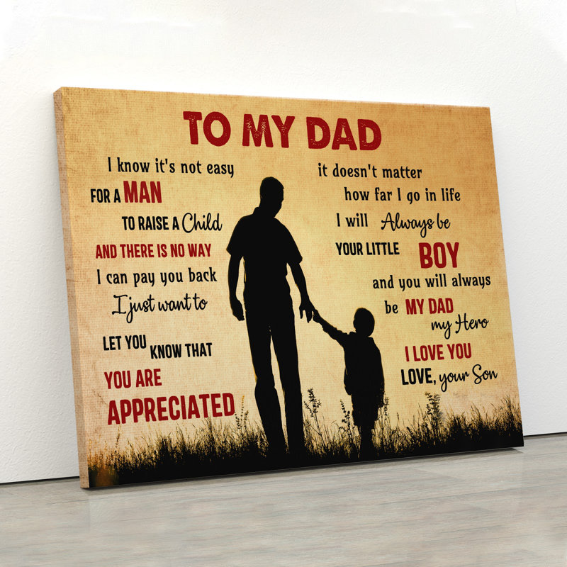 To To Dad - Always My Dad, My Hero, toile tendue avec châssis, H 16 po x l 20 po x P 2 po