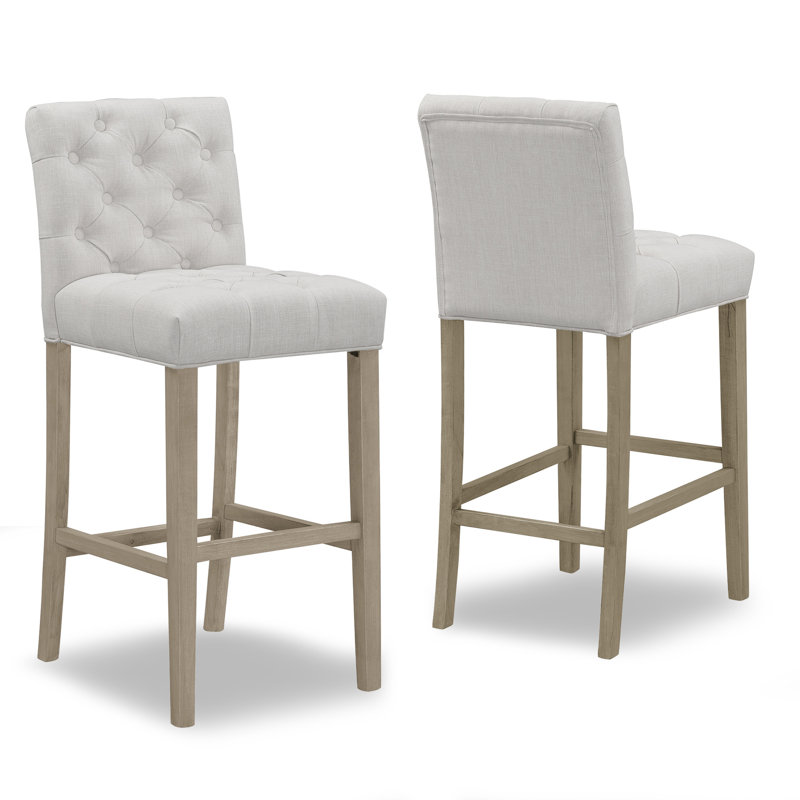 Allistor Upholstered Counter Stool with Solid Wood Frame, Bar Stool (29" Seat Height), Beige