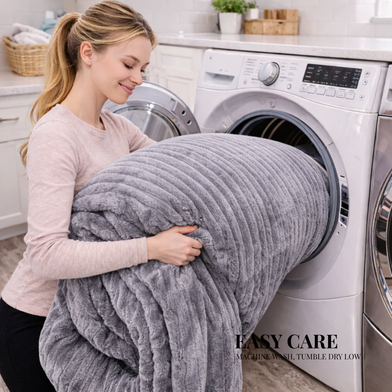Grande couverture sherpa super pelucheuse, douce et confortable, Chevron bleu
