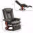 Manual Swivel With Recliner Function Chair, Pu Leather Reclining Chair With Footrest For Living Room, Brown
