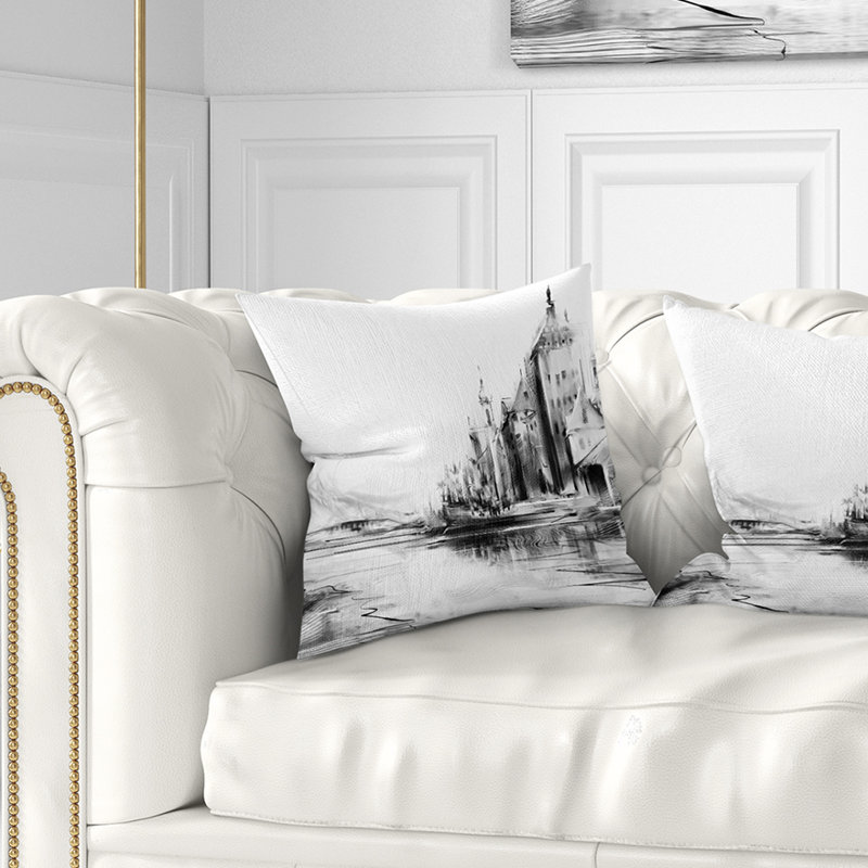 Coussin de soleil à l’après-midi cityscape zurich, 16 po x 1 po, Coussin décoratif