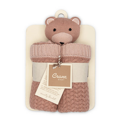 Violet Knitted Teddy Bear Lovie Blanket