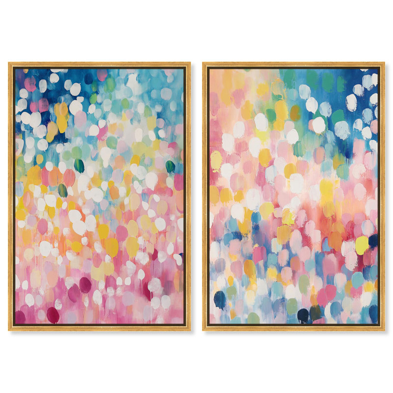 Joyful Rainfall, H 15 po x l 10 po, Cadre flottant doré