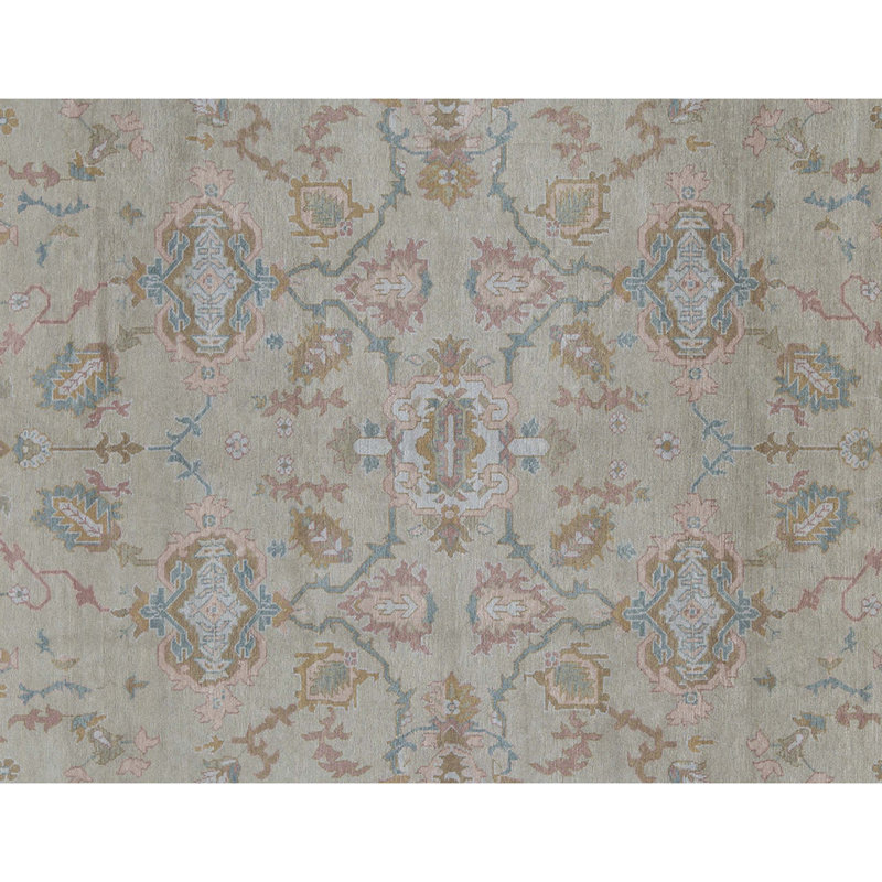 Wool Oriental Area Rug in Beige/Rust