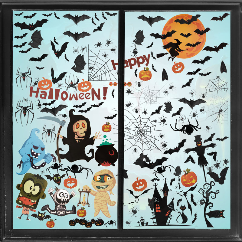 10-Piece Halloween Electrostatic Wall Sticker Set – Reusable PVC Window Clings