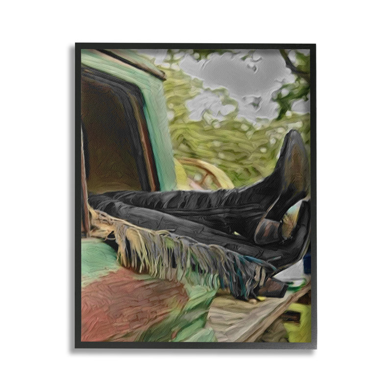 RelaxingCowgirlinNatureGicleeArtbyJesseKeith, Giclée encadrée noir minuit, H 30 po x l 24 po