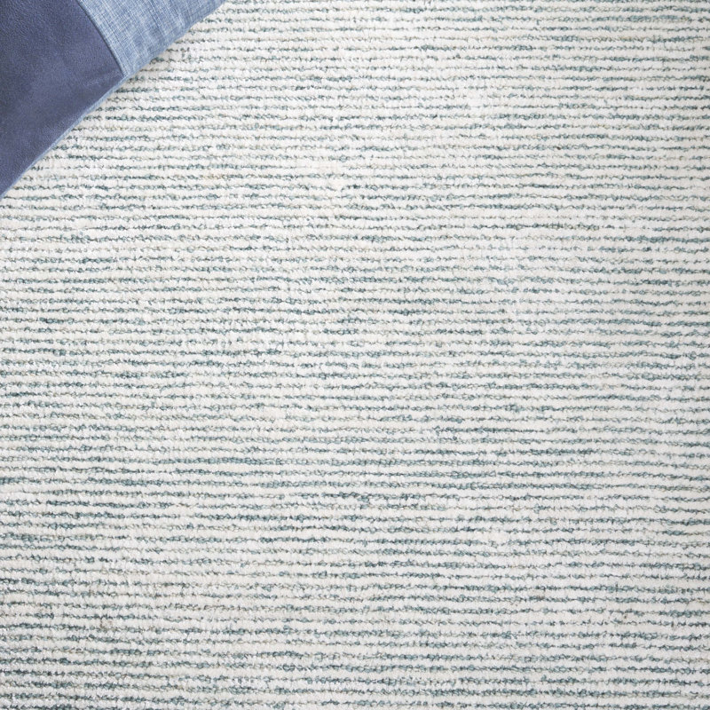 Tapis turquoise / ivoire touffeté à la main Soho, Carré 6 pi