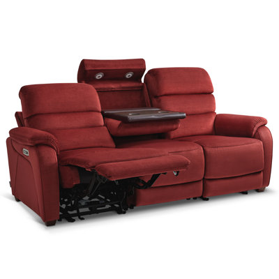 Power Reclining Sofa with Drop Down Table, Touch light, 3-Seat Recliner Couch with Adjustable Headrest