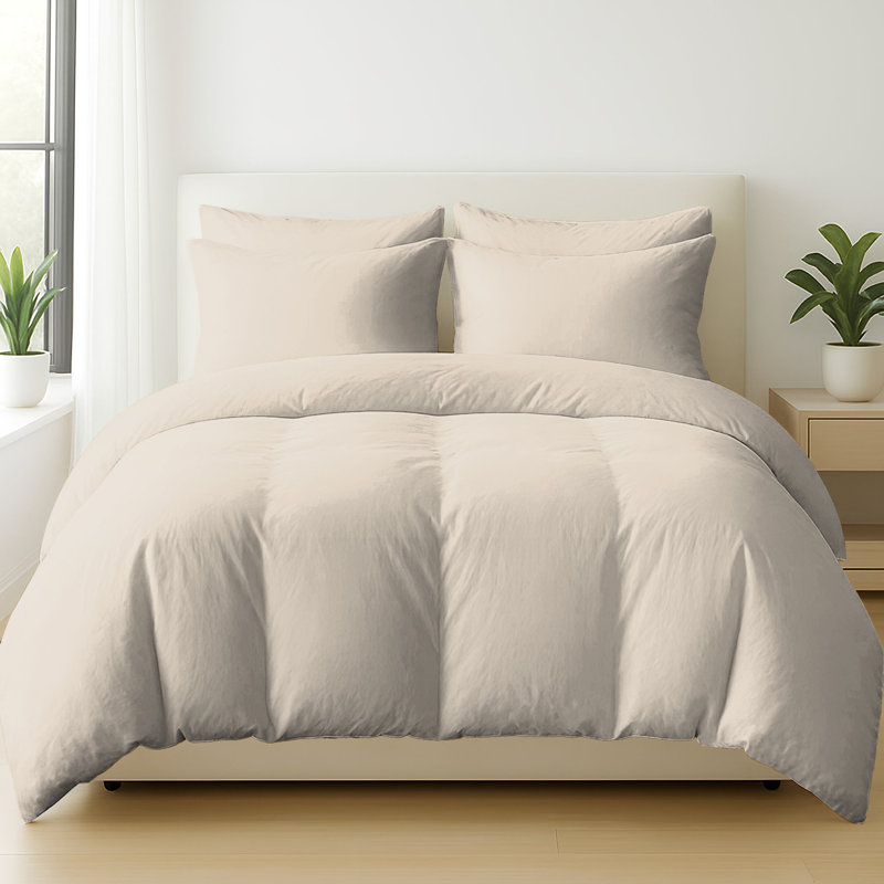 Cotton Solid Colour Duvet Cover Set with Pillow Shams, Double Duvet Cover + 2 Shams