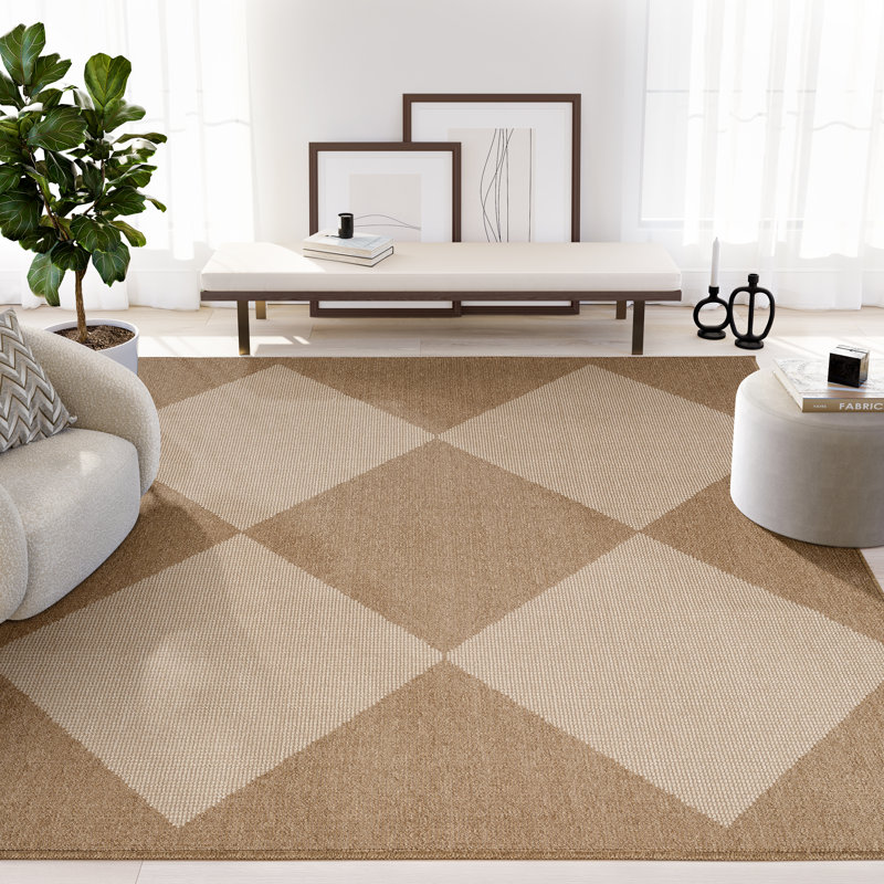 Abani Rugs Teagon SAG110A Diamond Checkerboard Indoor Area Rug, 5'3" x 7'7"