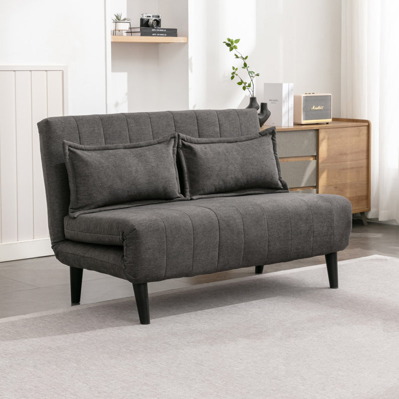 Nari 125.5Cm Linen Armless Sofa Bed, Charcoal