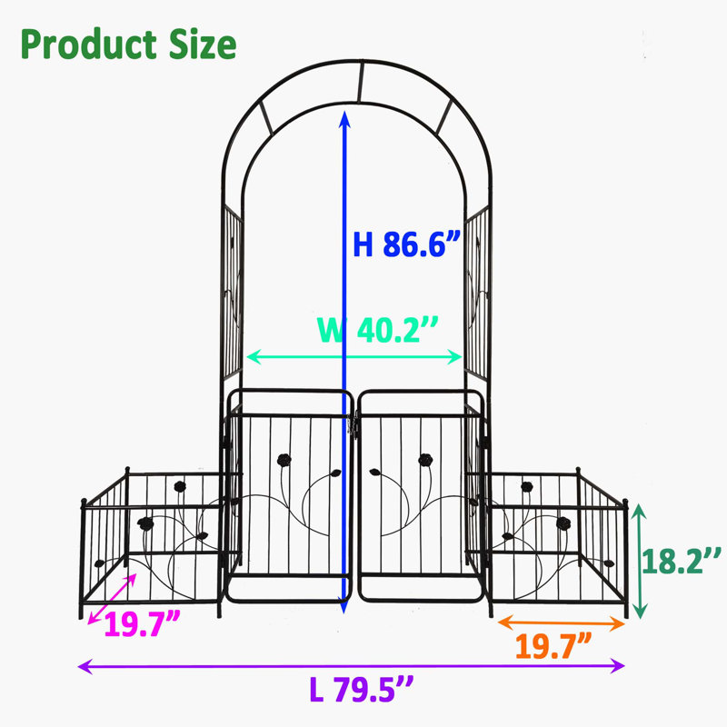 Miquez 86.48'' H x 79.38'' W Iron Arched Trellis