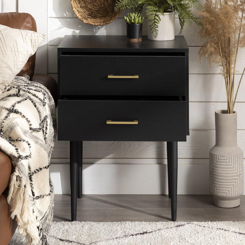 Ailisa Modern 2-Drawer Nighstands, Black