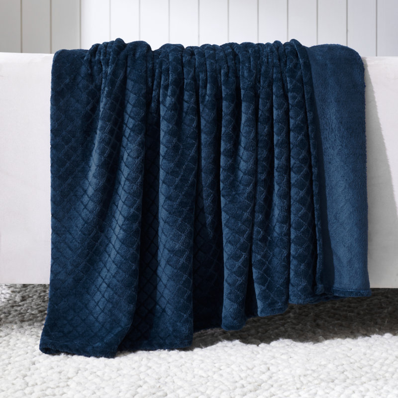 Literie en flanelle Atka Diamond, Très grand lit, Marine