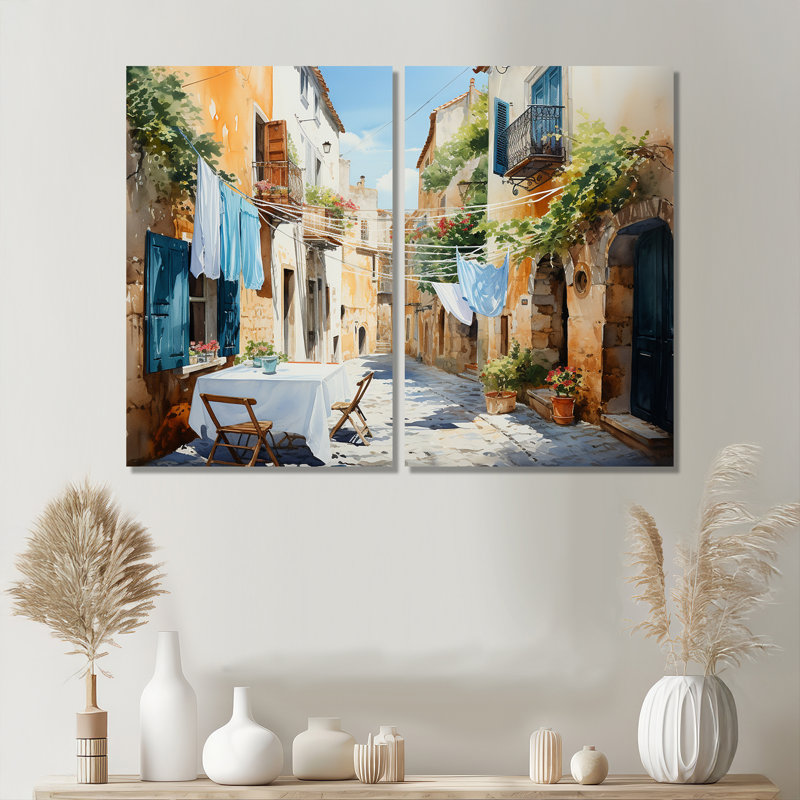 Laundry Day In Italy I - Impressions d'art moderne sur toile, Wrapped Canvas, Does Not Apply, 36" H x 48" W
