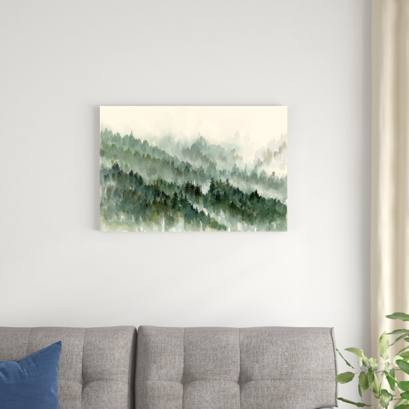 Forêt / aquarelle, H 12 po x l 18 po, Toile tendue, Sans cadre