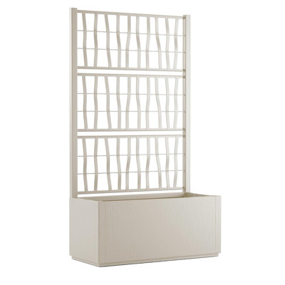 Deroma Pianeta 31.5"x14" Rectangular Planter with Trellis | Light, Durable Plastic | 100% Recycled & 100% Recyclable| Drain Hole | Ideal for Balcony, Patio, Privacy | Easy Assembly