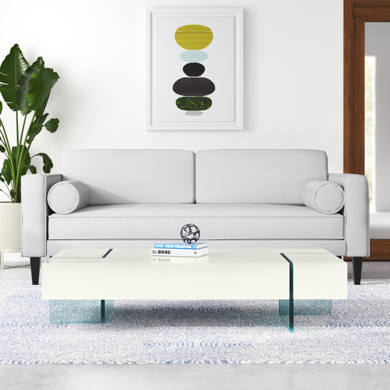 Oriska Single Coffee Table, White, 16" H x 53" L x 28" W
