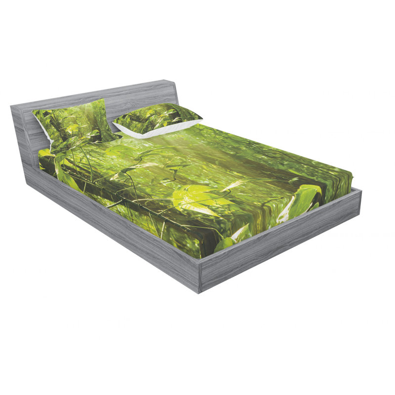 Microfiber Floral Sheet Set, Queen Sheet Set with Fitted Sheet