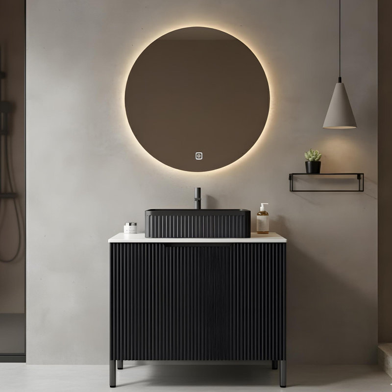 30" Freestanding Bathroom Vanity with Rectangular Sink, Black