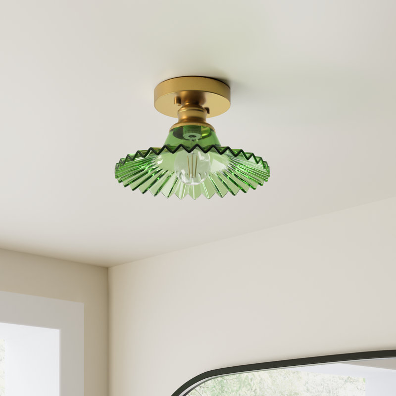 Saffron Glass Flush Mount, Green