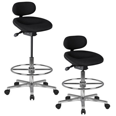 Backed Adjustable Height Ergonomic Stool with Footrest
