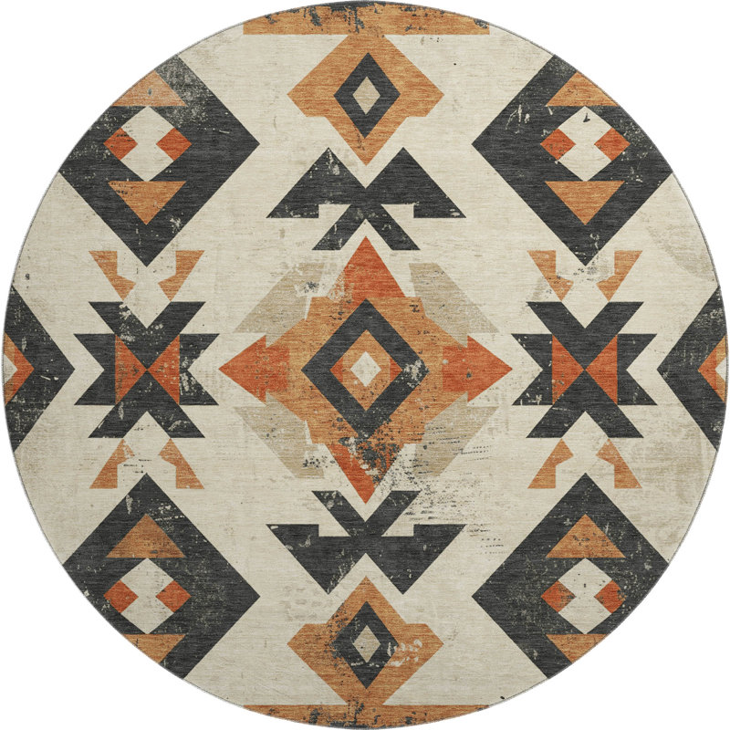 Premium Machine Washable Fairwood AMF1882 Aztec Rug, Round 8'