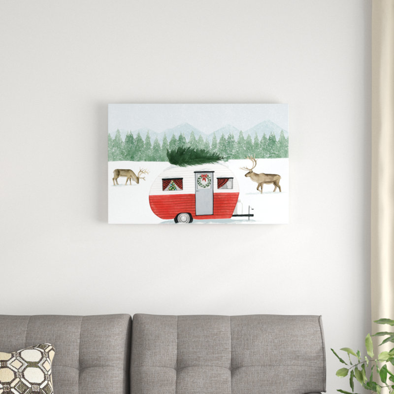 Camping for Christmas Collection A by Grace Popp - Graphic Art Print, 51cm H x 76cm W, Wrapped Canvas