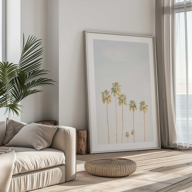 Palm Tree Symphony, impression roulée, sans cadre, Cadre en zinc patiné, H 17,25 po x l 13,25 po x P 1,25 po