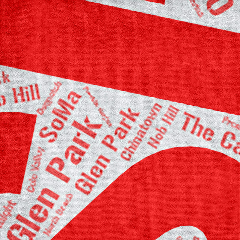 Bath Towel, Red, San Francisco, Microfiber