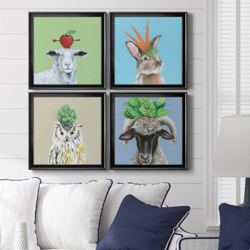 «Playful Nature», ensemble de 4 cadres photo sur toile, H 17,5 po x l 70 po x P 1,5 po, Noir