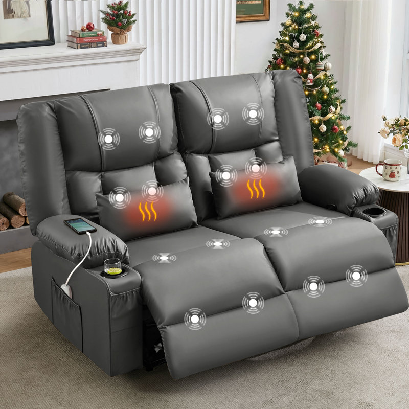 Causeuse inclinable surdimensionnée avec chauffeuse et massage, Gris