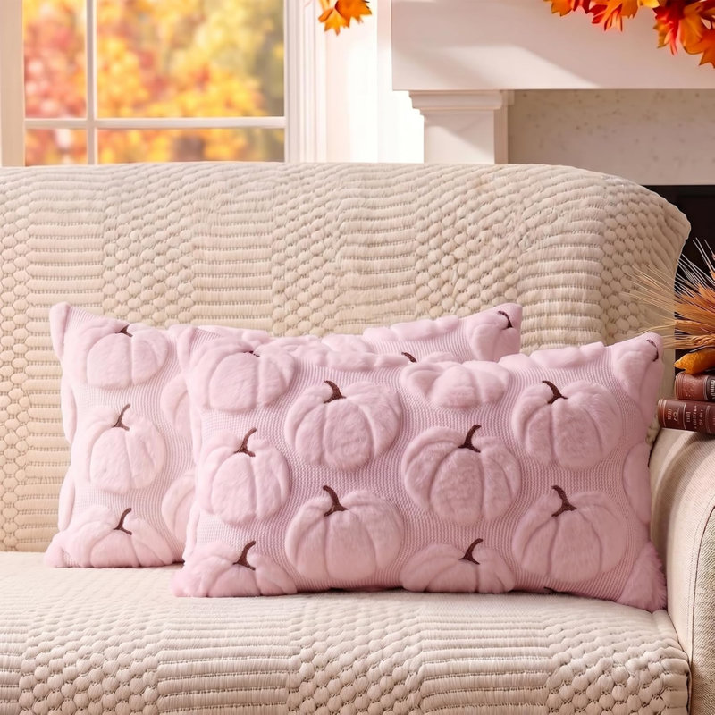 Housses de coussin automnales citrouille, 30 x 50 cm, ensemble de 2, rose, Rose, Rectangle 12" H x 20" W