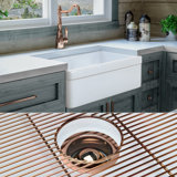 Luxury 30" L x 20" W Farmhouse Kitchen Sink with Basket strainer