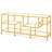 58 Inch TV Console Table with Tempered Glass Shelves for Living Room
