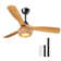52'' Abs Ceiling Fan Light With Rattan Shade And Remote Control Included