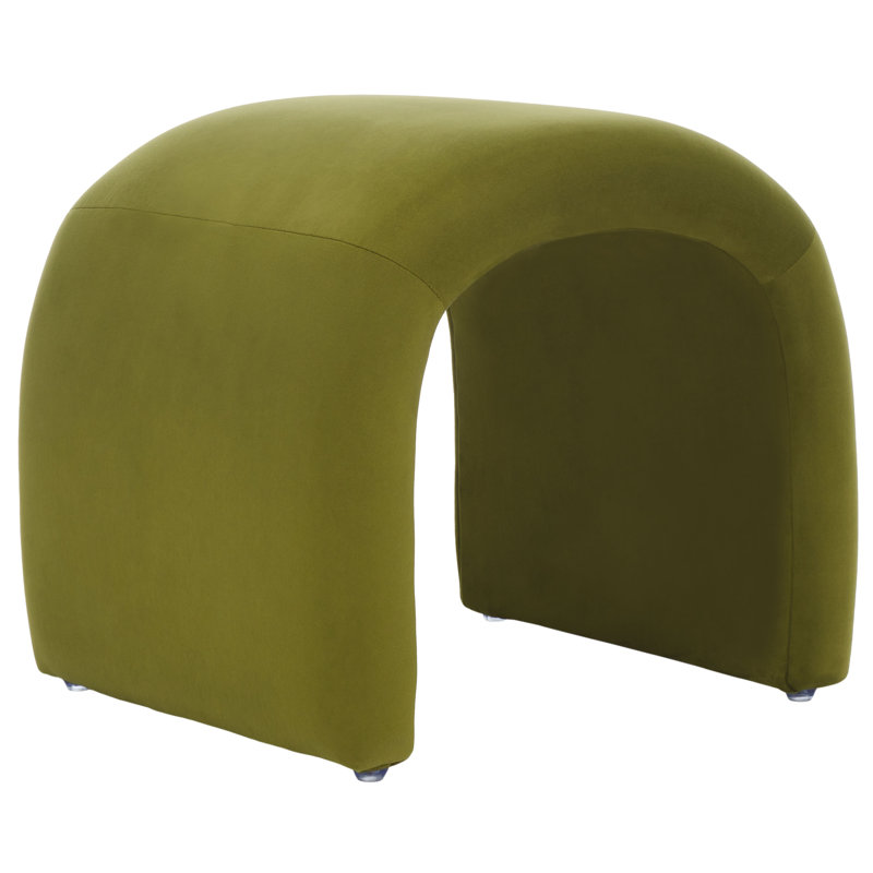 Repose-pieds standard en velours de 20,08 po Andeana, Velours vert olive
