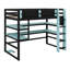 Structure de bureau polyvalente combinant un bureau, un support latéral d'organisation, des tablettes à plusieurs compartiments et une bande lumineuse RVB programmable-309062425