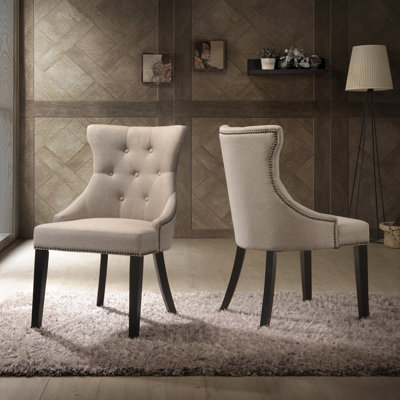 Elegant Tan 35" Dining Chair with Wingback Comfort