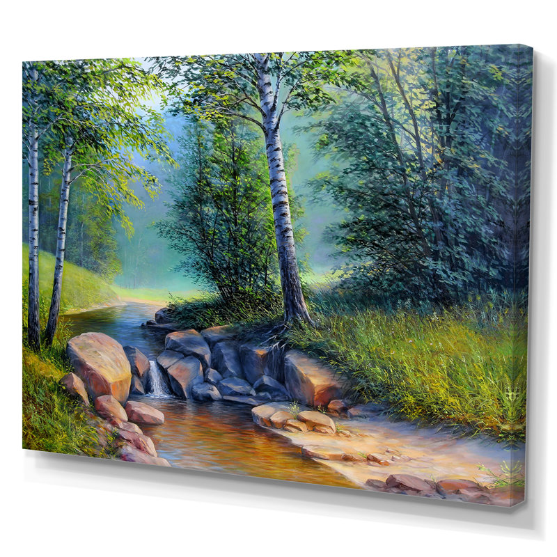 «River Bien qu'une forêt d'été», reproduction sur toile flottante, H 8 po x l 12 po x P 1 po, Toile tendue
