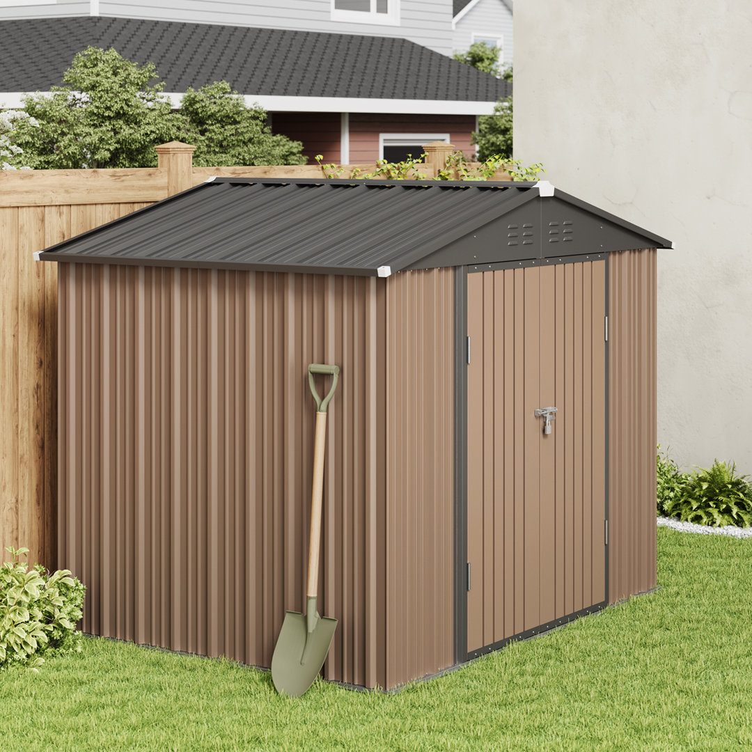 8 Ft. W X 6 Ft. D Metal Storage Shed With Frame And Lockable Door Asofer Siding 