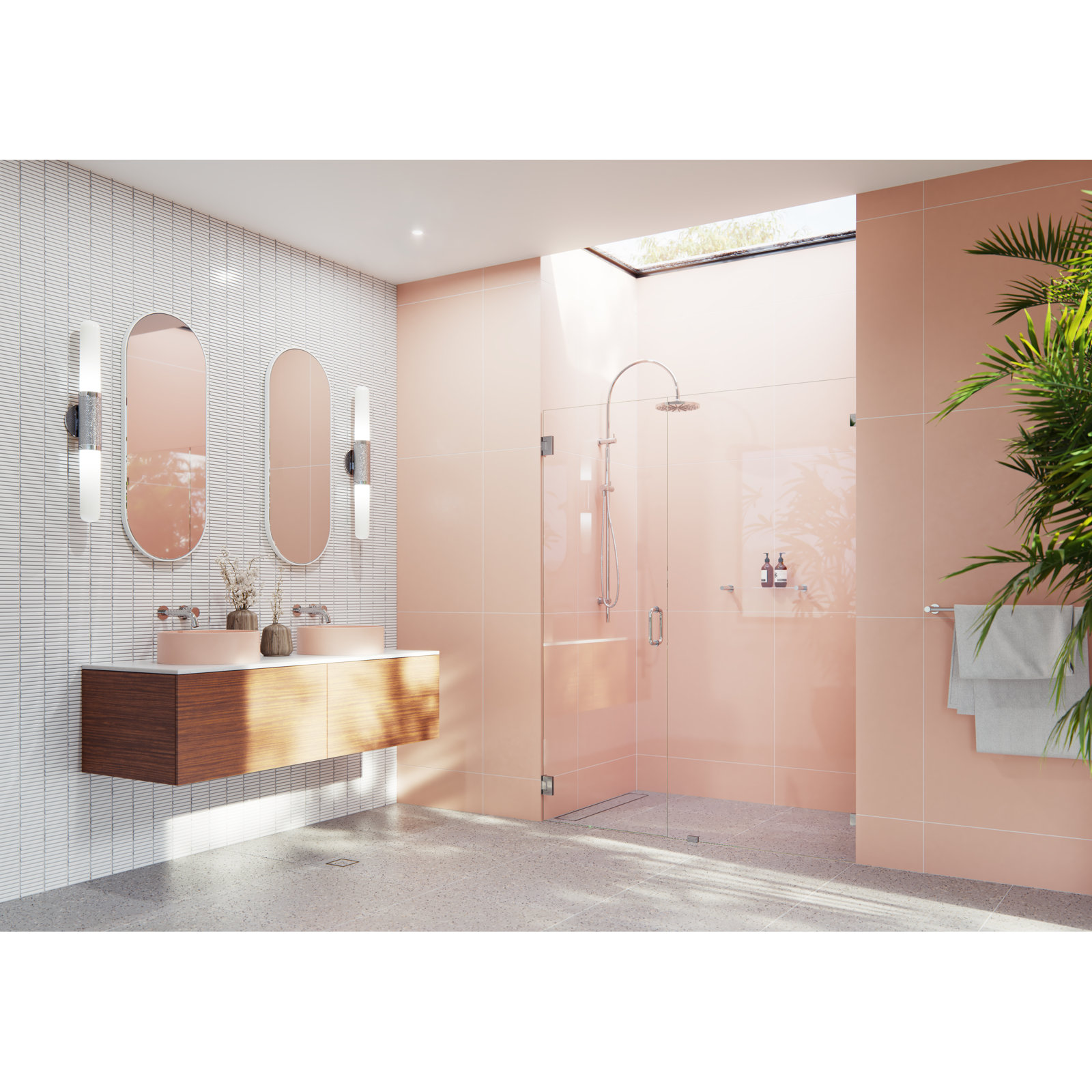 Frameless Wall Hinge Shower Door, Polished Chrome