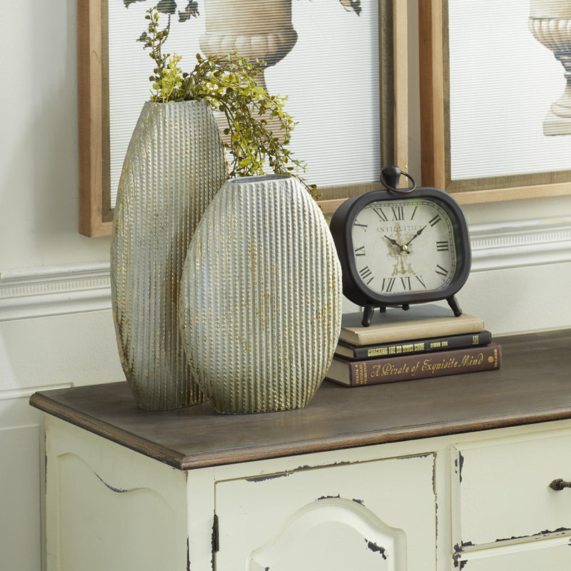 Coleshill 2 Piece Gold Metal Table Vase Set