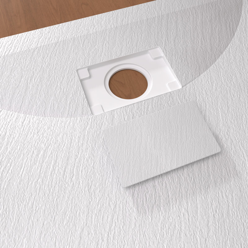 60" L X 32" W Solid Surface Low-Profile Curbless Shower Base, Reversible Drain, Zero-Threshold End-Drain Shower Base: Non-Slip, Wheelchair-Friendly, Left or Right Drain