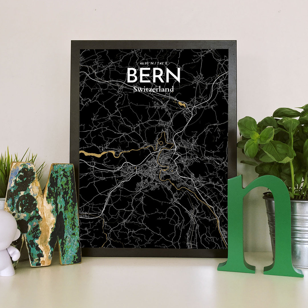 Bern City Map - No Frame Print